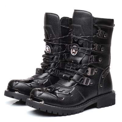Mode Winter Herren Motorradstiefel 2025 Neue Mode Wadenhoch Punk Rock Punk Schuhe Herren PU Leder Schwarz High Top Herren Freizeitschuh 38-46