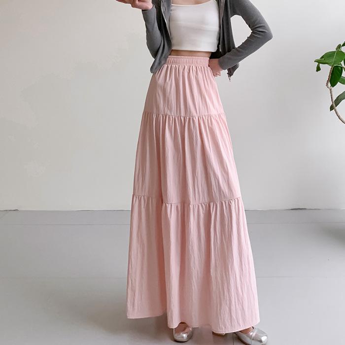 

2026 New Style Women s Pink French Cake Skirt with Elastic Waistband - Spring/Summer Loose Slimming Half Skirt Small рожевий