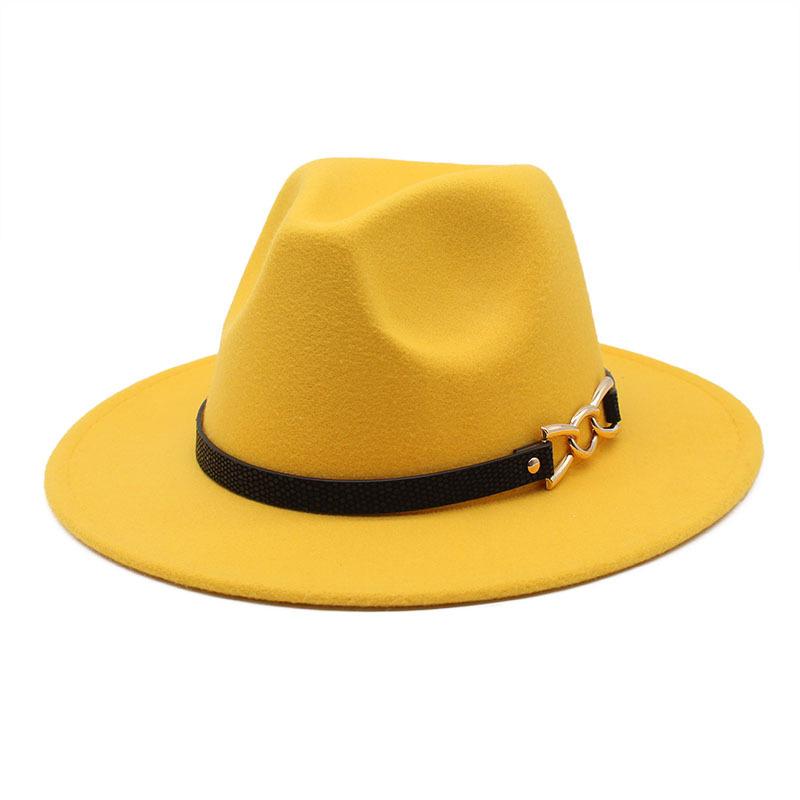 Big Brim Brown Belt British Retro Felt Hat Western Denim Woolen Tibetan Hat Jazz Hat