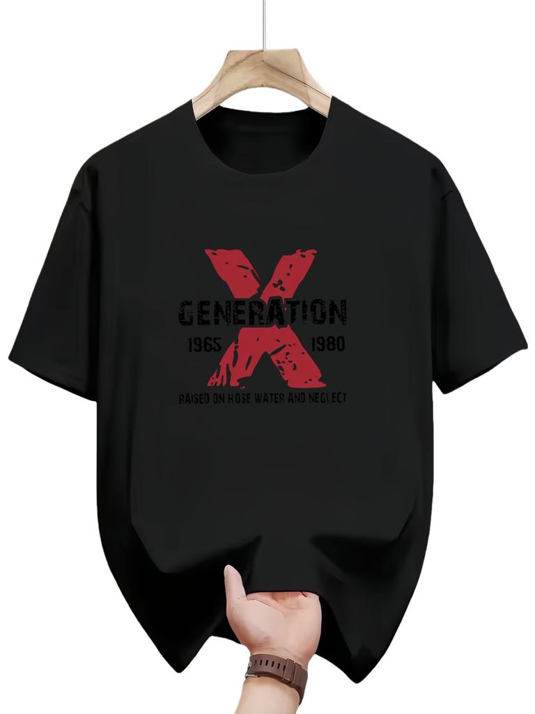 Mens Punk Rock Graphic Tshirt Casual Crew Collar Shortsleeved Tshirt with Bold Generation X Print