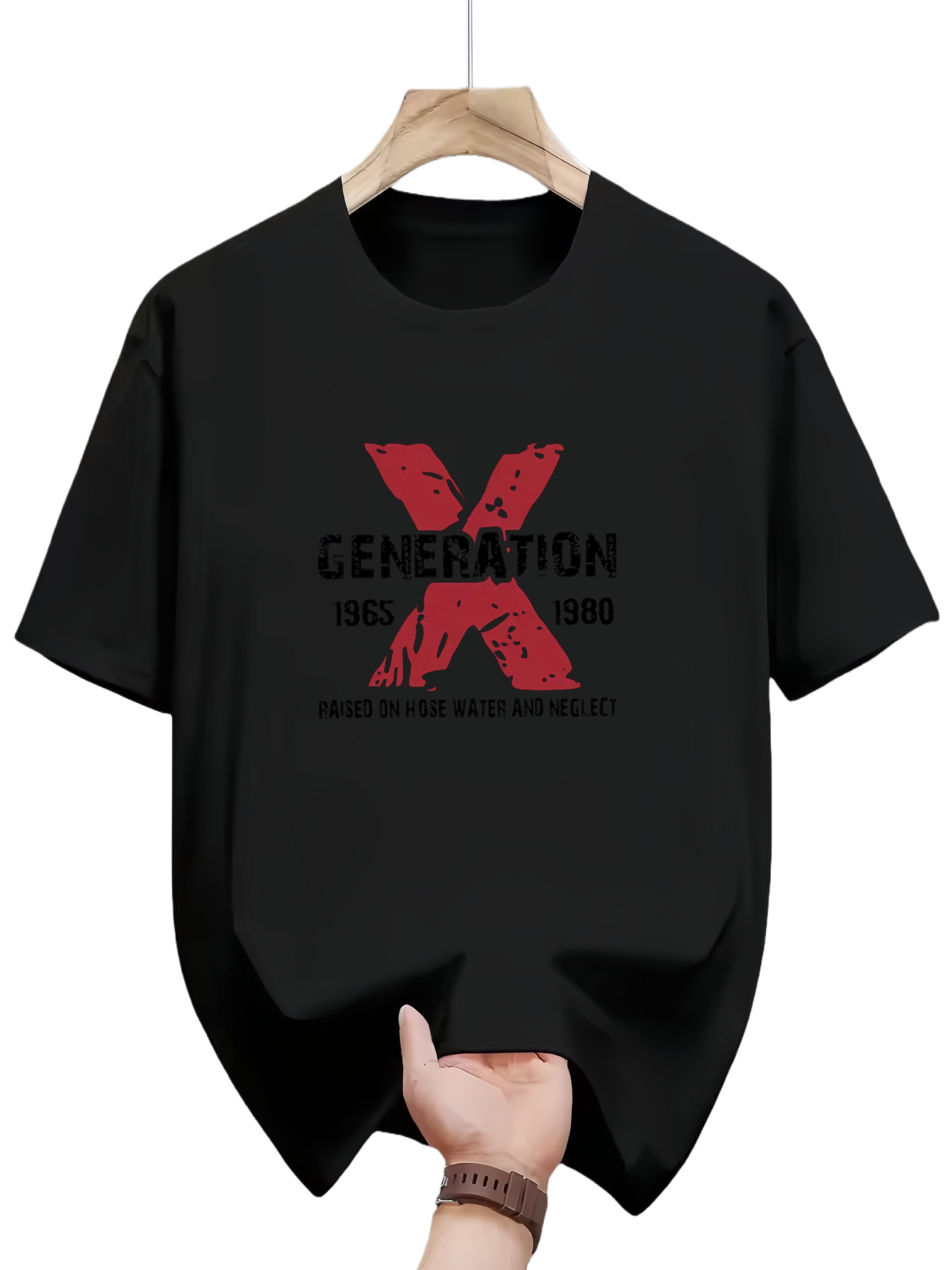

Mens punk rock graphic Tshirt casual crew collar shortsleeved Tshirt with bold generation X print 4XL