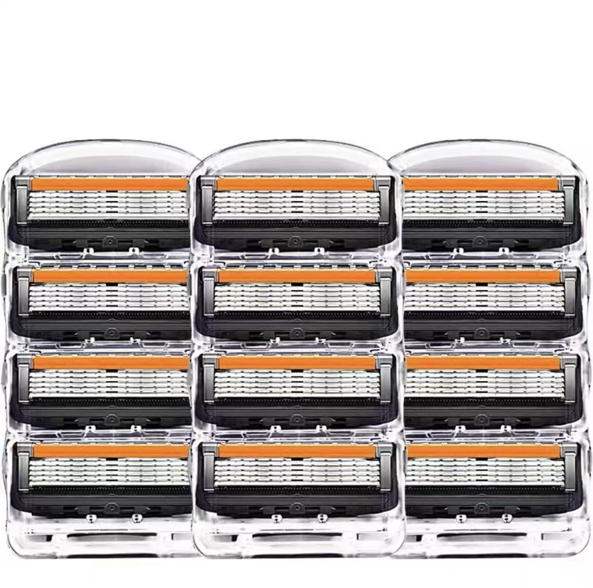 Gillette Compatible Razor Replacement for Fusion Compatible Blades, 12-Pack, 5-Blade, Lubricated, Men s Shaving, (12) оранжевый