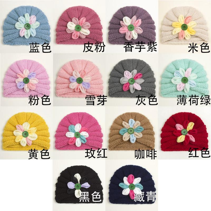 

New autumn baby wool flower hat, children s flower pullover hat, baby hat
