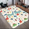 Custom Name,Cute Cartoon Dinosaur Home Sofa Decoration for Living Room & Bedroom, Non‑Slip Play Flannel Floor Mat for Game Room