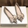 New Women Flat Shoes Fashion Print Bowknot Pointed Toe Casual Shoes Slip-on Loafers