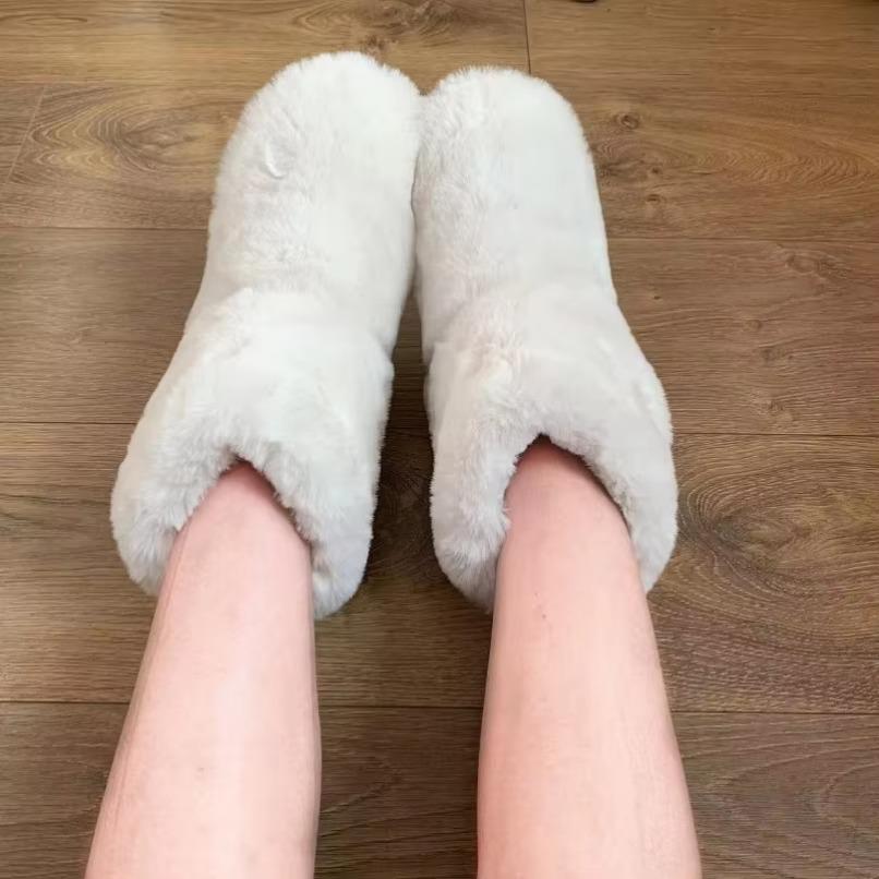 Indoor Women's Slipper Boots Winter Fur Contton Warm Plush Indoor Flat Fuzzy Fluffy Female Room House Shoes Flip Flop Ladies Slide
