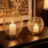 Metal Wire Cage Pillar Candle Holder Vintage Hollow Out Tea Light Holder for Fireplace Mantel Table Centerpiece