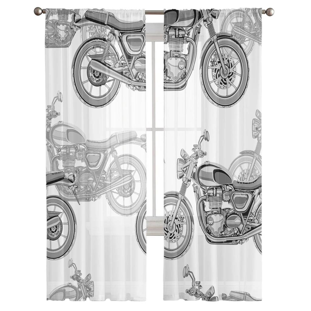 Motocykl Transport Okna Zasłony Salon Tiulowe Zasłony Wystrój Kuchni Dzieci Pokój Zasłony Obróbka Okna