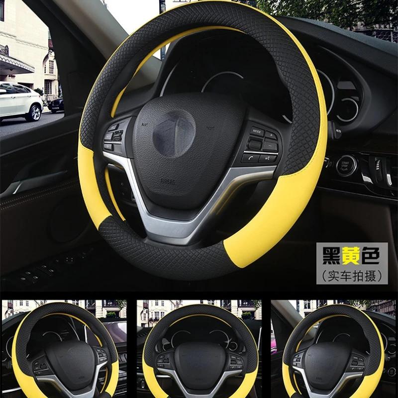 Leder-Lenkradbezug fürs Auto, 37–38 cm, Auto-Styling, Innenausstattung, Sport-Lenkradbezüge, rutschfest, universell