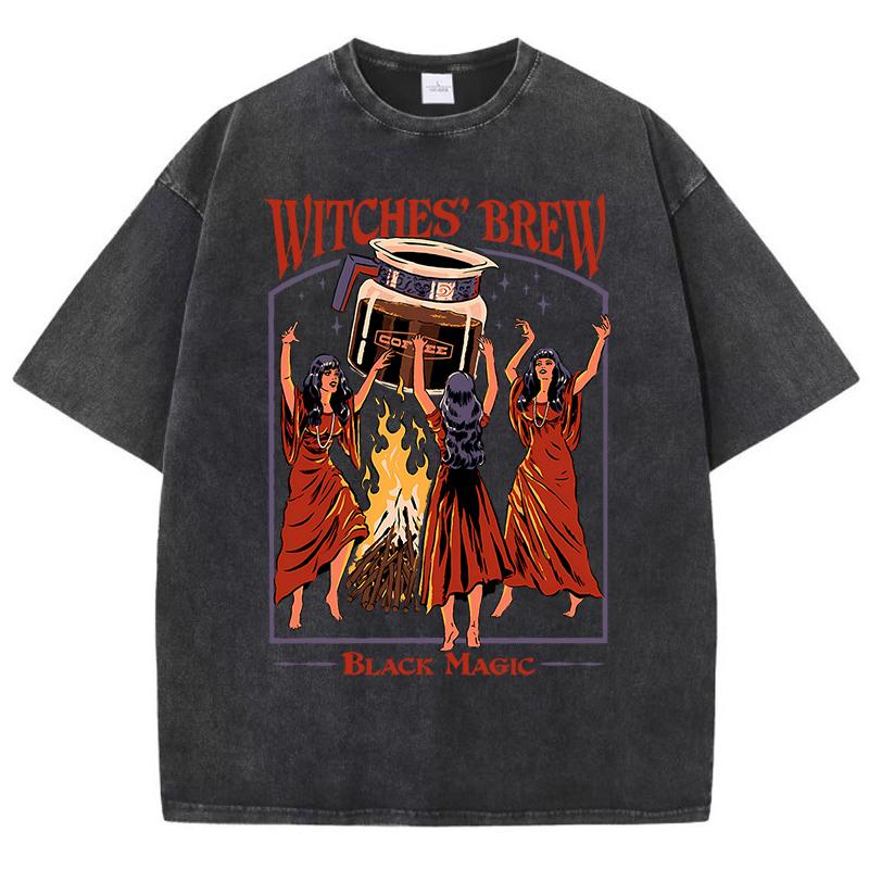 

Футболка мужская Witches Brew Coffee Black Magic Washed Retro Snow, летняя одежда, повседневная одежда, футболка, хлопковые дышащие топы XL