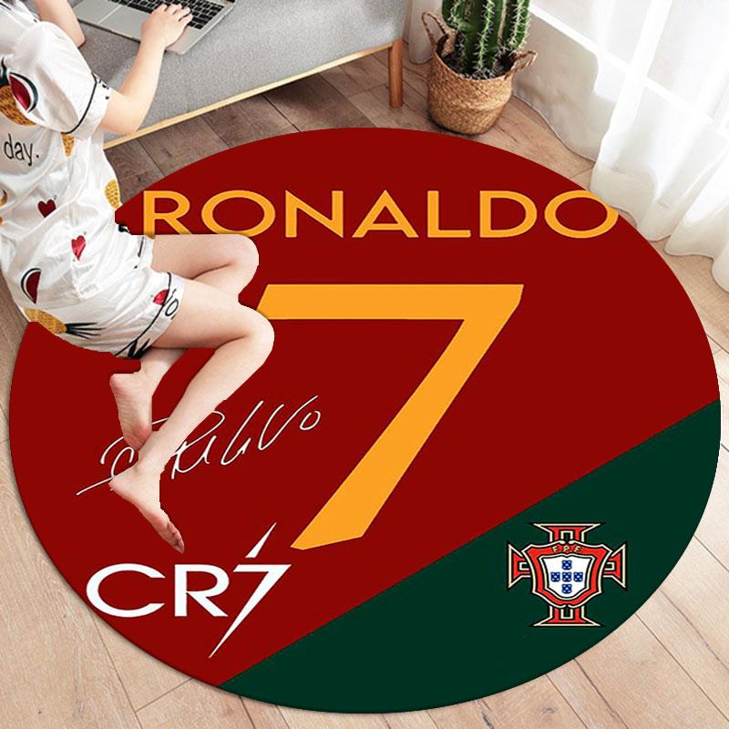 CR7 Cristiano Ronaldo Round Area Rug,Carpet Rug for Living Room Bedroom Sofa Playroom Decor,Non-slip Floor Mat