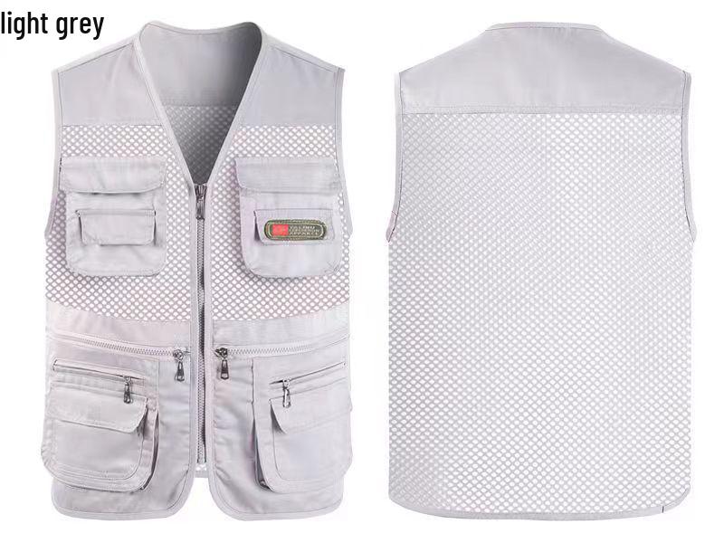 Vestă de vară pentru bărbați, din plasă, cu buzunare multiple, fără mâneci - Jachetă pentru fotografie în aer liber și pescuit, pentru bărbați de vârstă mijlocie și vârstnici