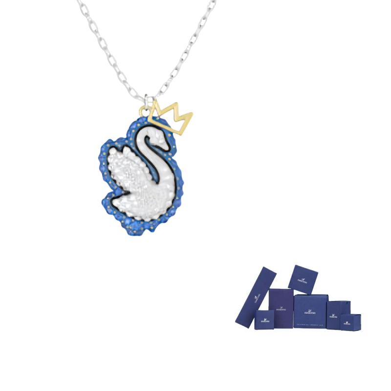 Swarovski Swan Necklaces Womens Blue F-Original brand box синий