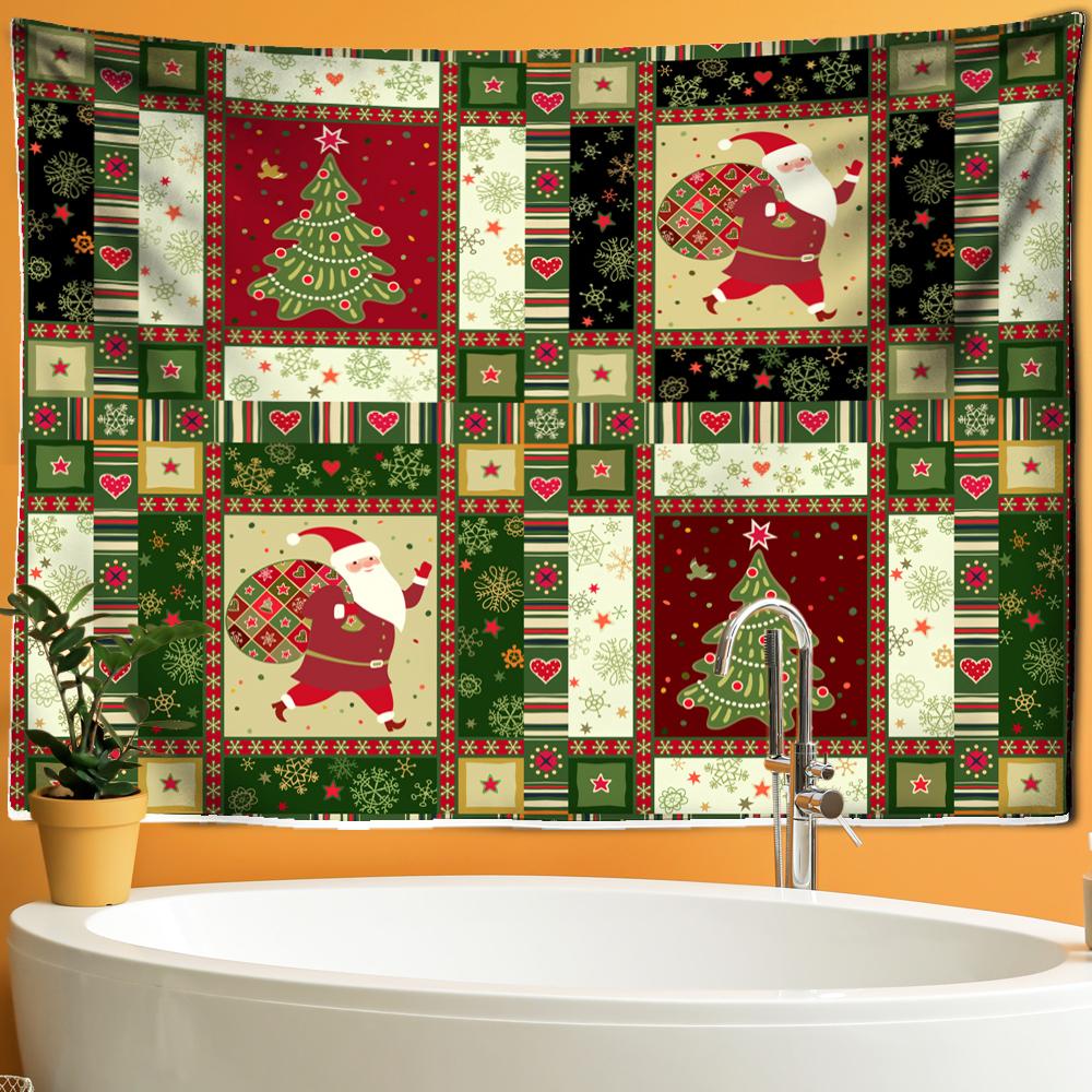 Gobelin Świętego Mikołaja Nowy Rok Szczęśliwe prezenty świąteczne Wiszące na ścianie Piękne kreskówki Cedar Room Home Decor