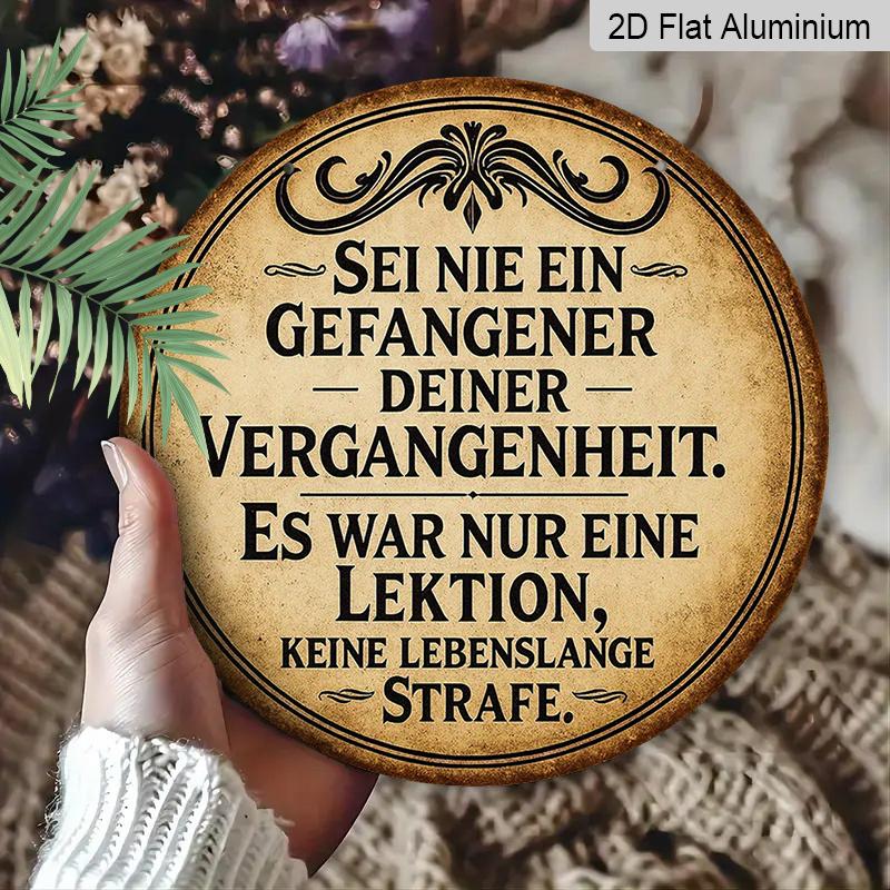 2D Flat, 1pc 7.87*7.87 Inch Round French Aluminum Sign, Vintage Decorative Plaque About "Lessons of the Past", "Life Philosophy" Decorative Plaque