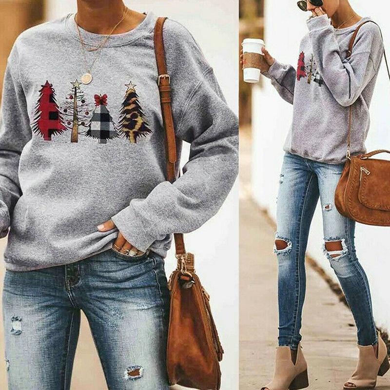 Cozy Womens Christmas Sweatshirt Long Sleeve Jumper Blouse Perfect For Holiday Celebrations