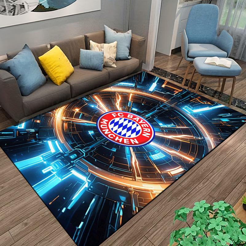 """FC Bayern München Logo Teppich mit futuristischem Neon-Design"" Geeignet für die Verwendung als Anti-Rutsch-Matte für Wohnzimmer, Schlafzimmer, Sofas"""