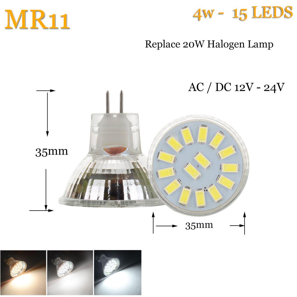 MR11 GU4.0 LED Spotlight Bulbs AC/DC 12V 24V 5733/2835 SMD 2W 3W 4W Warm/Cold/Neutral White Lamp Replace Halogen Light 9-18 LEDs