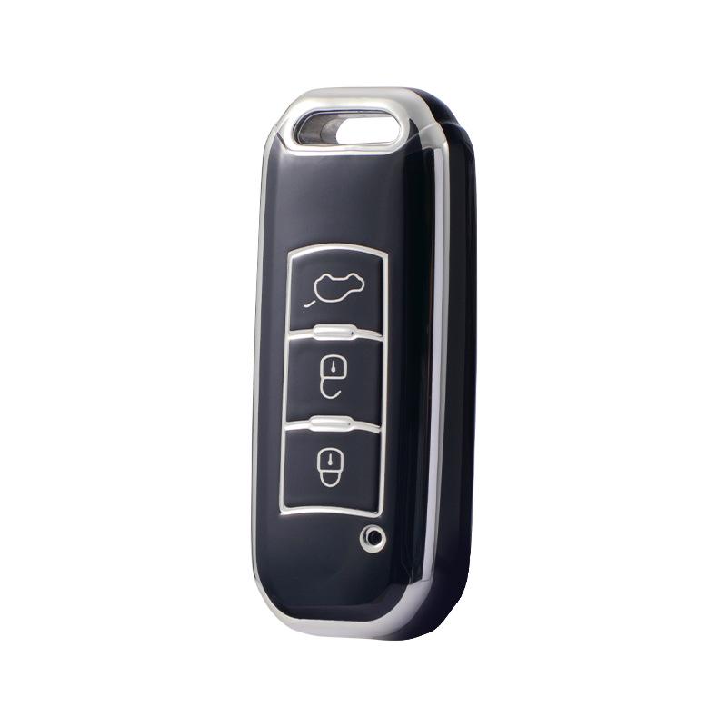 Key Cover for 22 Trumpchi Models: GS4, GM6, GS3, GA6, GS5 - Soft Rubber with Silver Edge