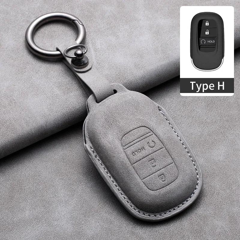 Leather Cover Protector Holder Car Remote Key Case Fob for Honda Civic Accord HR-V CR-V CRV 2 3 4 Buttons Keychain Accessories