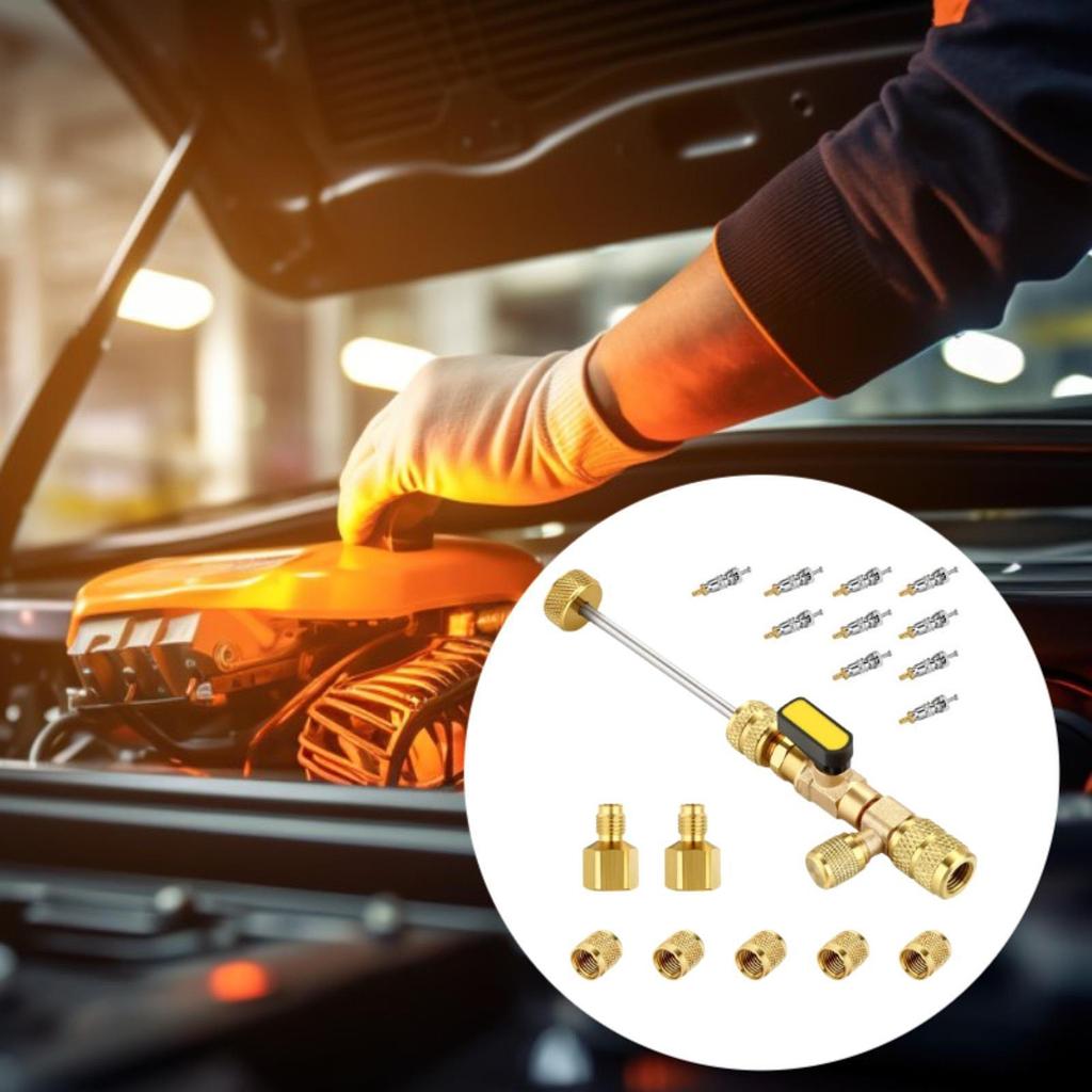 Valve Core Removal Installer Double Size SAE 1/4 5/16 Port Installation Tool Versatile