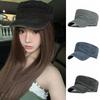 Y2k Flat Top Hat Washed Cotton Visor Hat Casual Cadet Cap  Unisex