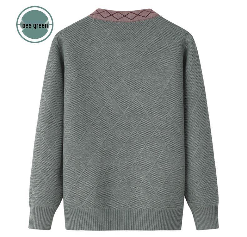 Women's Fleece-Lined Knitted Cardigan for Autumn/Winter - Ideal for Middle-Aged and Elderly.
