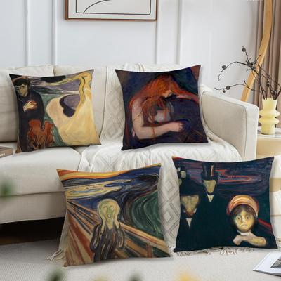 Kunst Edvard Munch Angst Kissenbezug Sofa Wohnzimmer Schlafzimmer Kopfteil Rückenlehne Kissen Quadratisches Kissen Nickerchen Kissenbezug