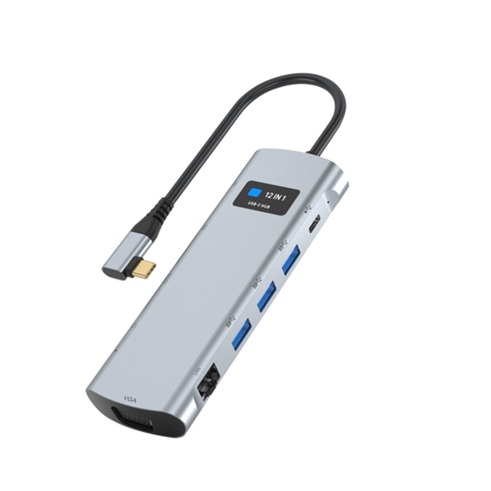 

12 In 1 Hub Type C M to PD USB3.0*3 Type C F SD TF RJ45 3.5mm Audio HD VGA Support MST Function