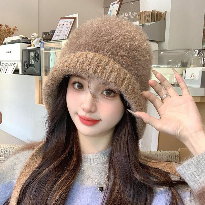 Lei Feng Hat Women's Autumn and Winter Korean Version Thickened Warm Ear Protection Knitted Woolen Hat Large Head Circumference Balaclava