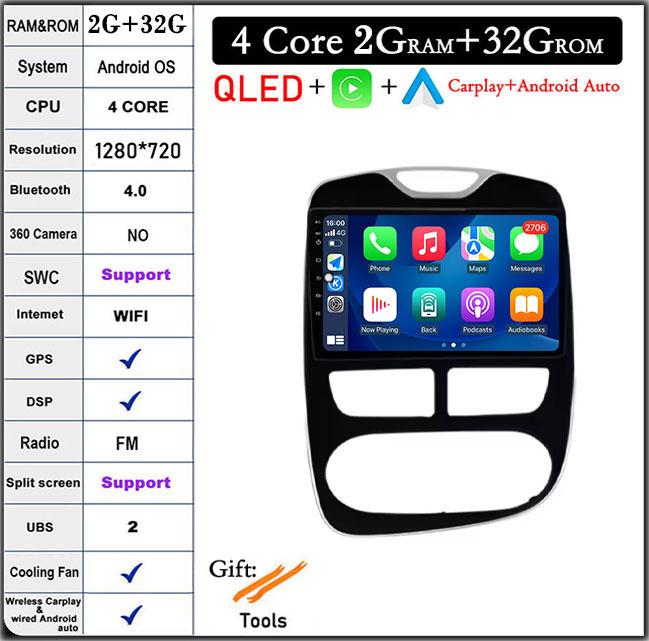 10" For Renault Clio 4 2012-2016 Carplay Car RadioMultimedia Video Player Android Auto 4G WFIGPSNavigation DSP Stereo BT