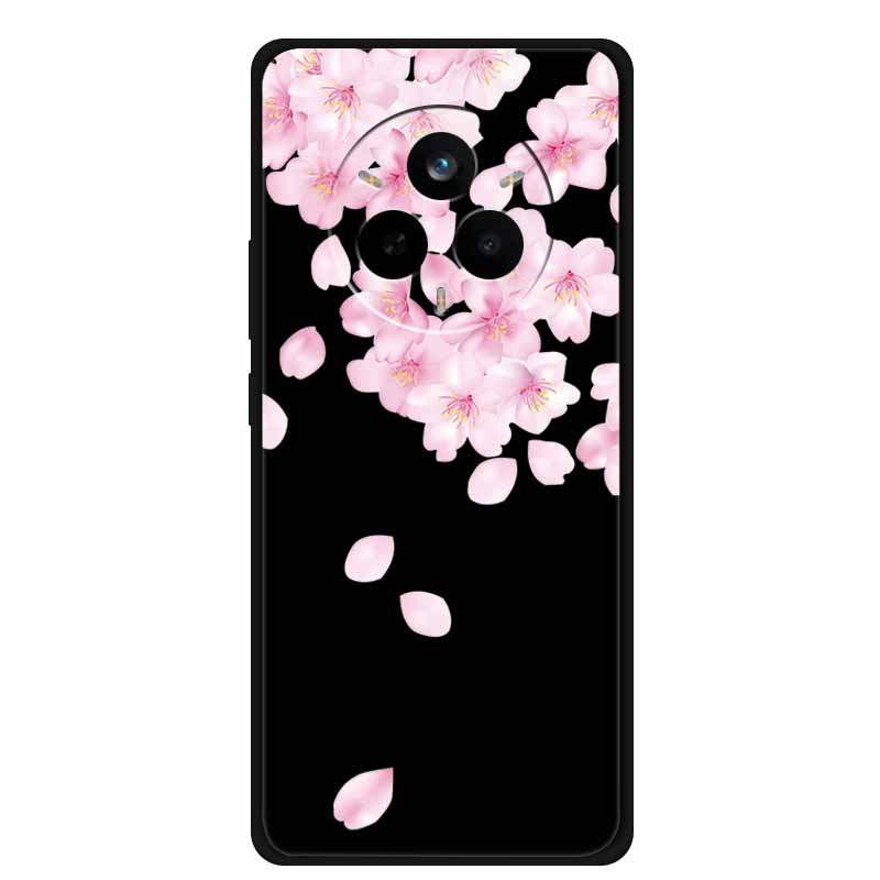 For Realme 14 Pro Case Luxury Phone Cover For Realme 14 Pro+ Cute Floral Black Silicone Soft Case TPU Funda Realme 14 Pro Plus
