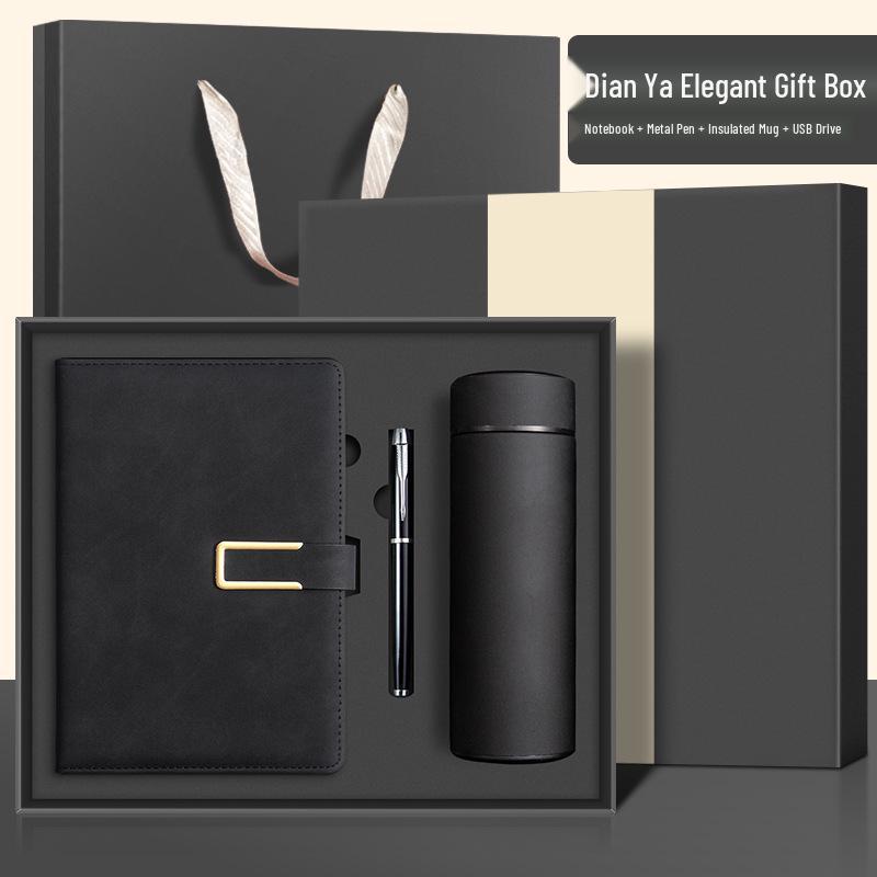 Custom Logo A5 Leather Notebook with Buckle - Thick, Soft, Business Stationery In a Gift Box Souvenir