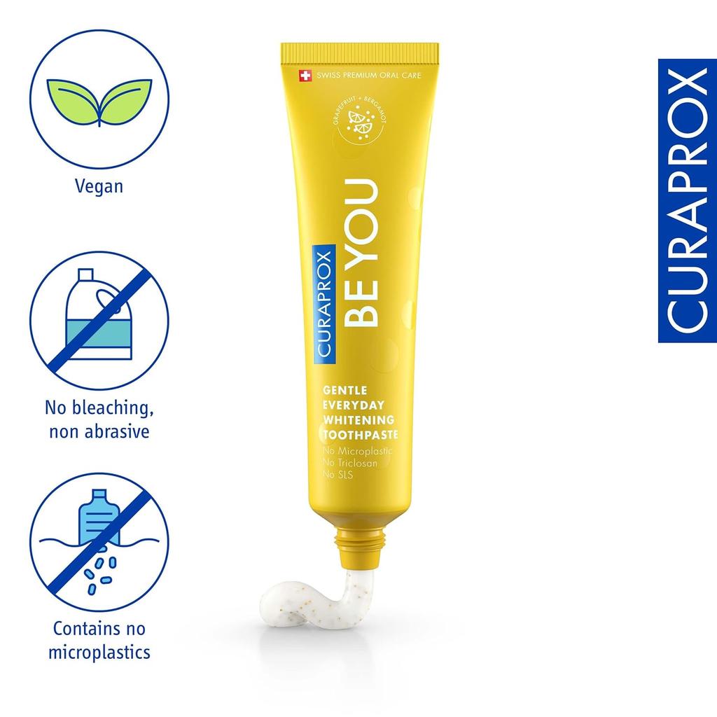 Curaprox Be You Toothpaste 60 ml Gentle Daily Whitening Grapefruit Flavor Fluoride Fresh Breath Oral Care Clean Teeth