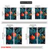 2pcs 2D Flat Printing Christmas Party Curtain Christmas Red Orange Orbs with Blue Snowflakes and Winter Branches Versatile