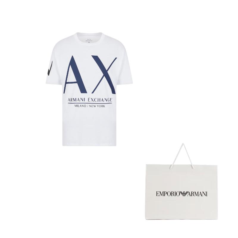 Armani Exchange T-Shirts Men's White Crew Neck Moderate Straight Fit 3LZTLF-ZJ9AZ-1100