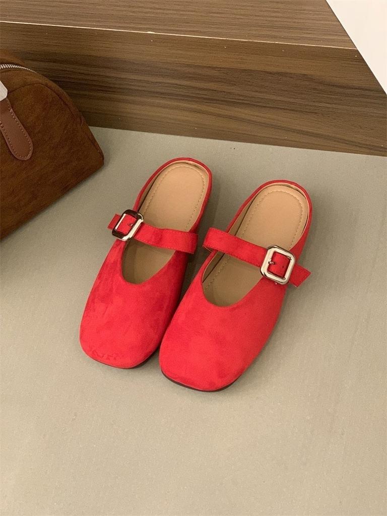 Baotou Half Slippers Women's Outwear Lazy Minimalist Flat-bottomed Versatile Slippers