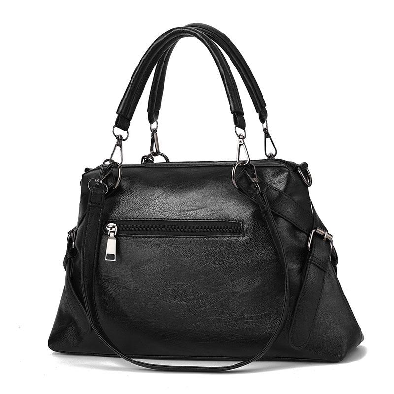 Women Shoulder Bag Portable Large Bag Soft Leather Contrast Color Large-capacity Shoulder Bag