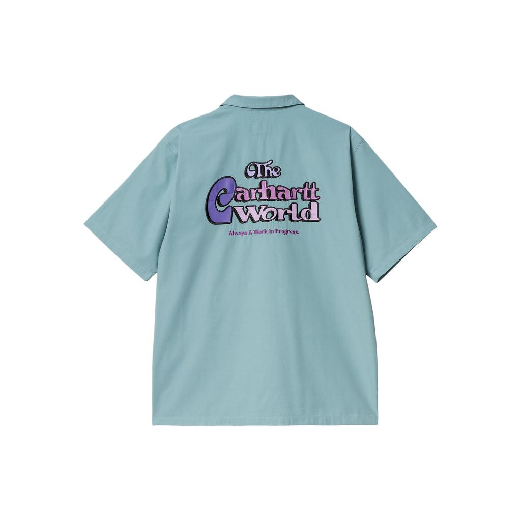 Carhartt WIP Logo Embroidered Single-Breasted Short Sleeve Shirt Unisex shirts Ice-Blue A241008-2CN-XX
