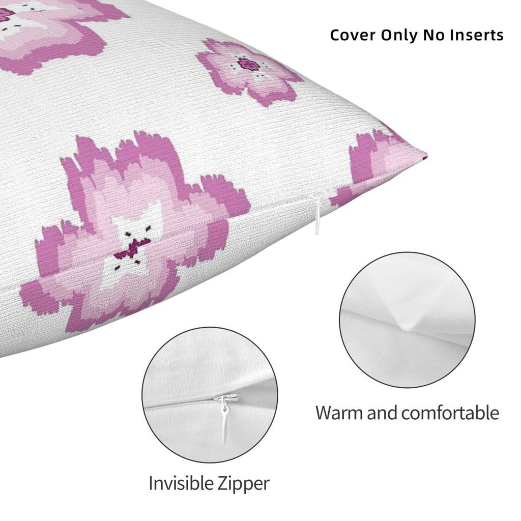 Pink Shamrock Floral Square Pillowcase Polyester Linen Velvet Printed Zip Throw Pillow Case Room Cushion Cover 45X45