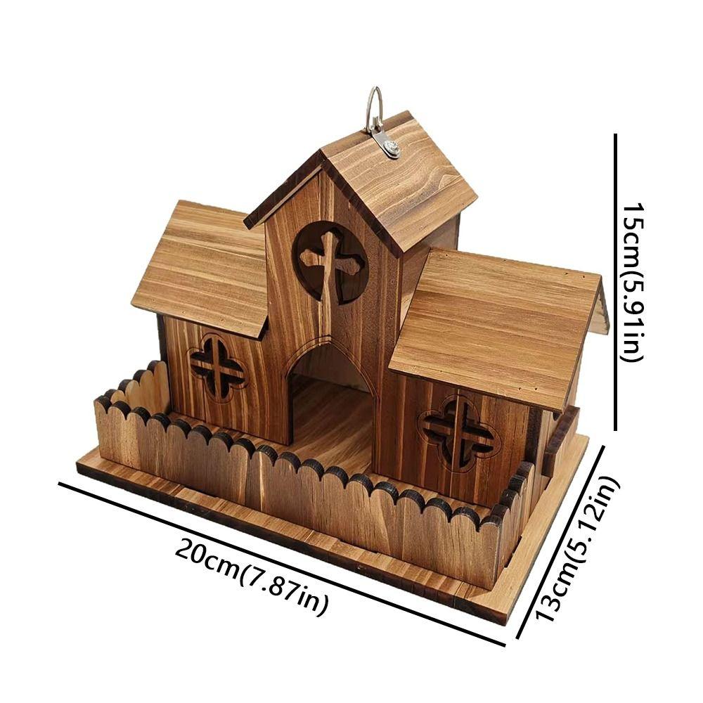 Multiple Holes Bird Hanging Feeder Rustic Style Birdhouse Nesting Feeding Yard Decoration