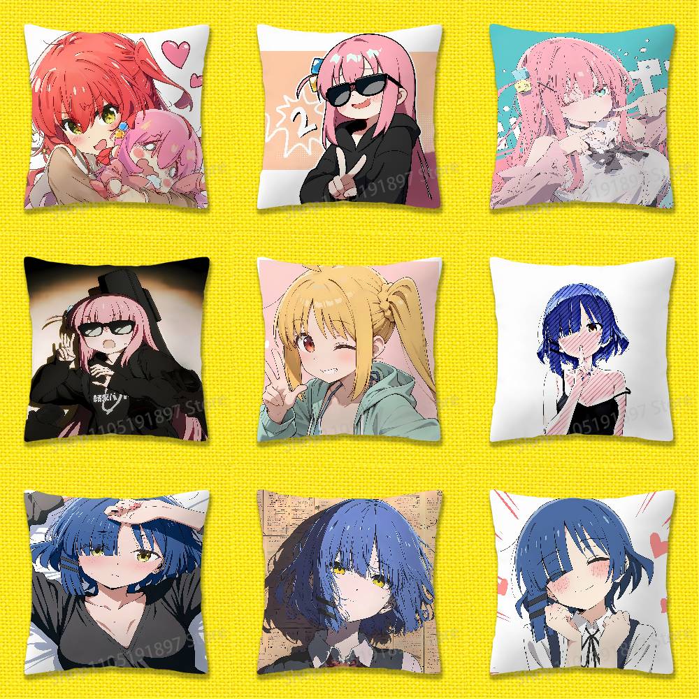 B-Bocchi the Rock Ryo Yamada Ikuyo Kita Hitori Goto Throw Pillow Case For 45x45cm 40x40cm 50x50cm Square Car Pillowcase Shell