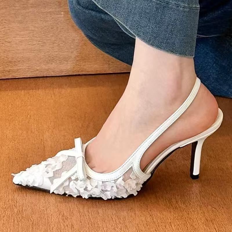 Fashion Pointed Toe Women Sandals Summer High Heels Elegant Shoes Mesh Lace Fashion Pumps 2025 New Trend Designer Dress Zapatos De Mujer