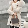 Women Coat Hooded Jacket with Faux Fur Collar Warm Fashionable Zipper Closure Coat