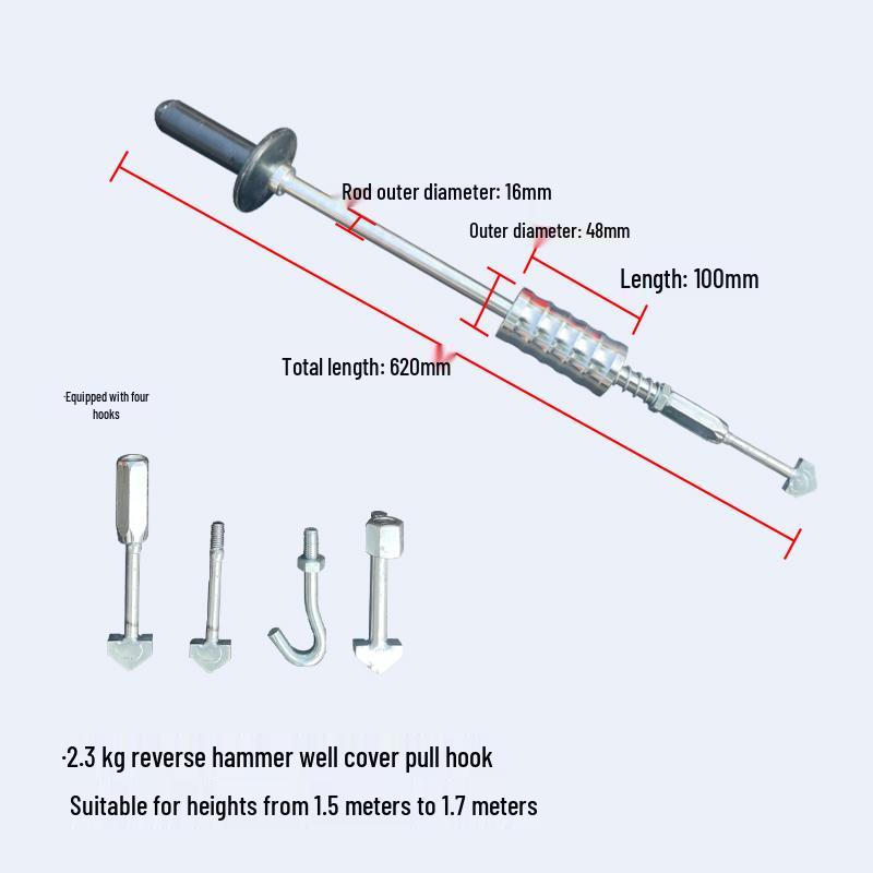 Reverse Striking Sewer Hook and Manhole Puller Tool