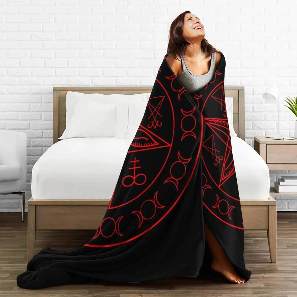 Satanische Wicca-Symbole Ziegen-Decke, Weiche Gemütliche Plüsch- Flanell-Überwurfdecke für Männer Frauen Erwachsene Luxuriöse Warme Decke Heimdekoration