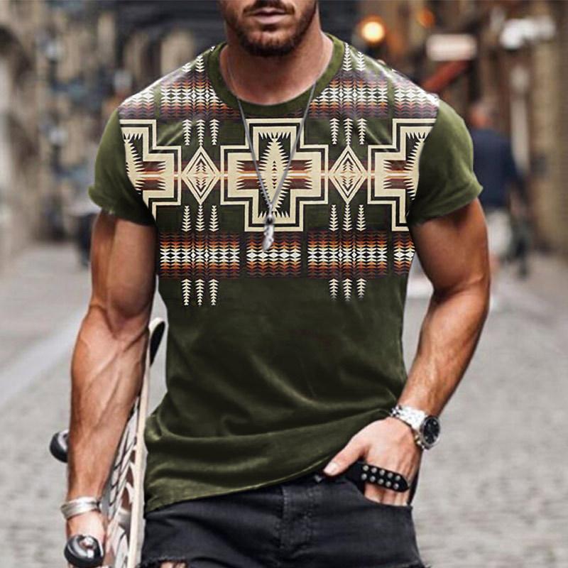 Geometric Ethnic 3D Printed Men's and Women's T-shirts, Short-sleeved T-shirts, Harajuku Fashion Streetwear