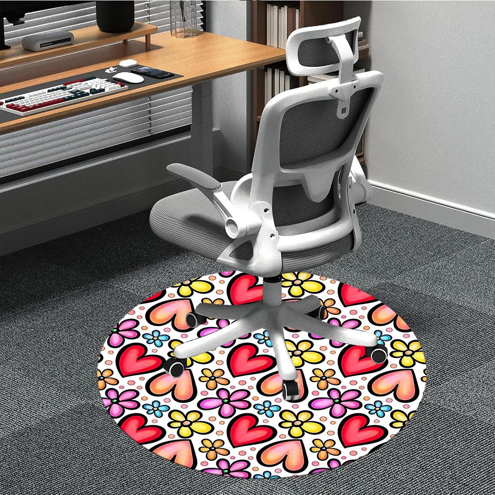 

1pc Heart Flowers Pattern Chair Carpet for Office Non-Slip, Rug for Office, Room, Good Gift for Family or Friends, yy251226140 80cm by 80cm