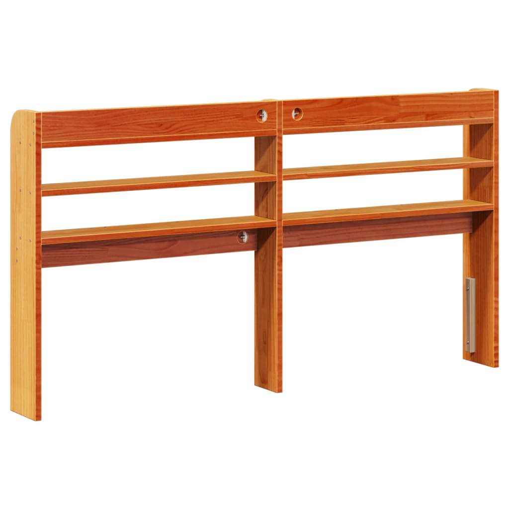Headboard with Shelves Wax Brown 150 Cm Solid Pine Wood