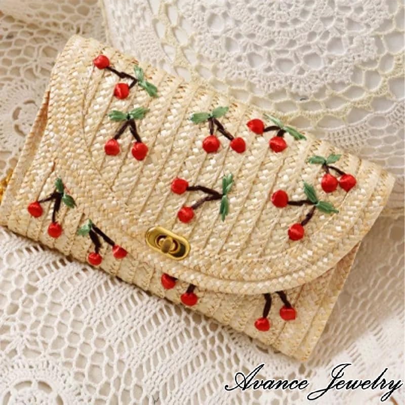 Sac Panier AVANCE, Sac à Chaîne, Sac Bandoulière, Sac à Épaule, Pochette, Cerise, Banane, Pour Femmes (Cerise)